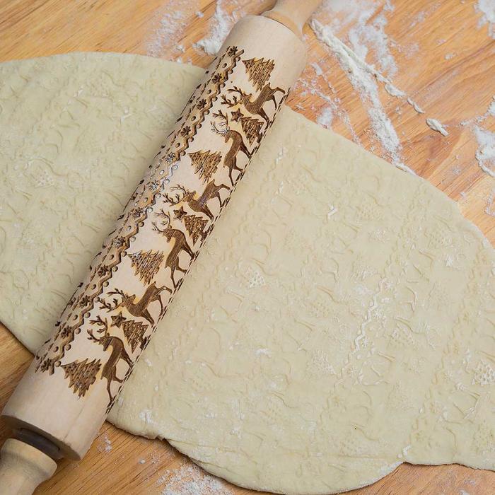 Christmas Rolling Pin - Embossed Holiday Rolling Pins