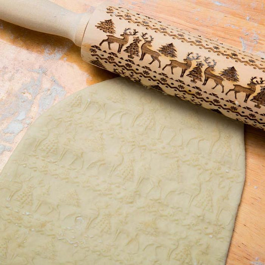 Christmas Rolling Pin - Embossed Holiday Rolling Pins