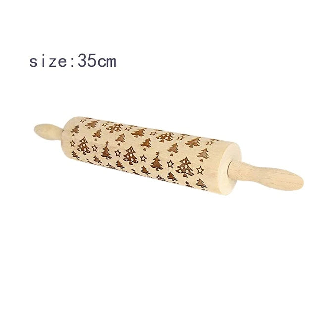 Christmas Rolling Pin - Embossed Holiday Rolling Pins