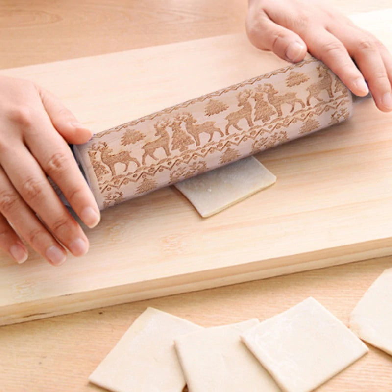 Christmas Rolling Pin - Embossed Holiday Rolling Pins